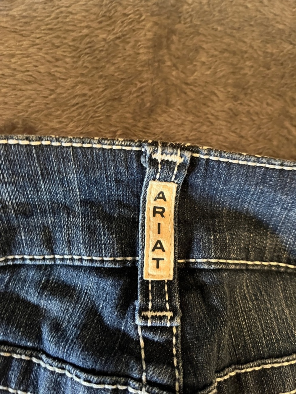 Ariat Women's Flared Midrise Boot Jeans in Dark and Medium Blue Wash - Picture 10 of 16